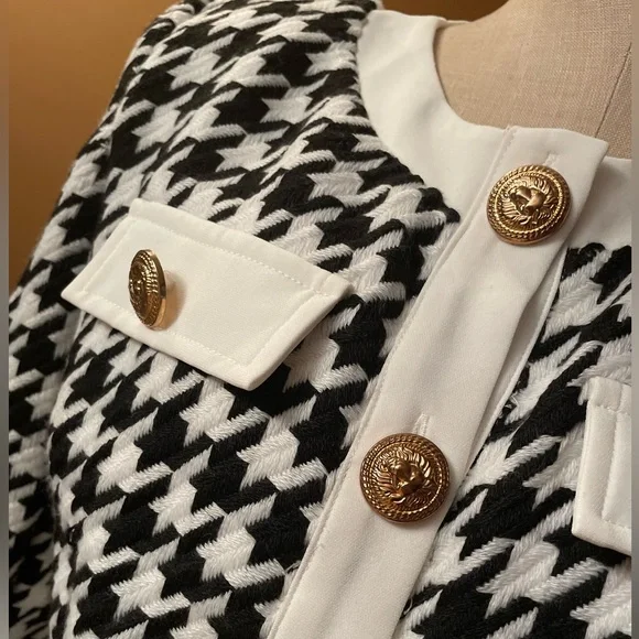 Houndstooth Knitted Skirt Set
